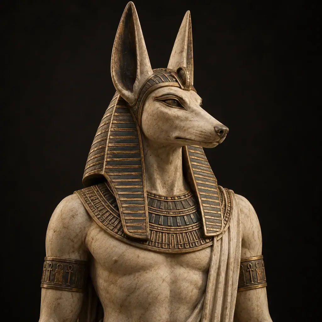 Sculptural portrait of the jackal-headed Anubis