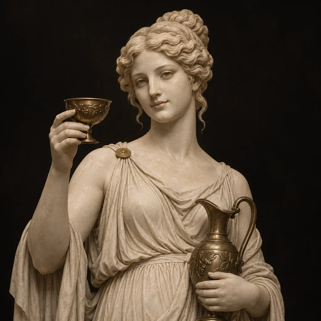 Sculptural portrait of Hebe holding a cup and serving jug